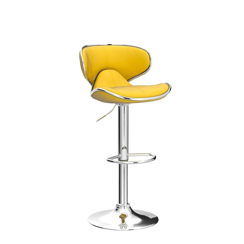 Masaccio Velvet Upholstered Adjustable Swivel Barstool, Set of 2, Yellow