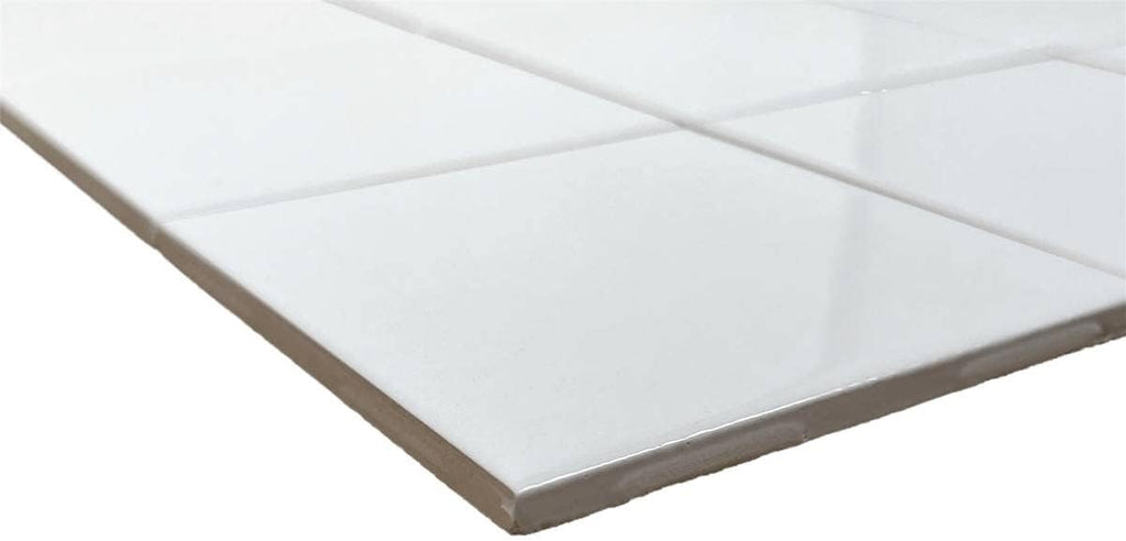 6x6 Glossy White Ceramic Wall Tile - Box of 8, Ideal Walls, Kitchen Backsplashes, Showers, and Laundry Rooms, Easy to