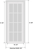 Solid French Door 24 x 96 inches/Mela 7001 Matte White/Single Regular Panel Frame Handle/Bathroom Be