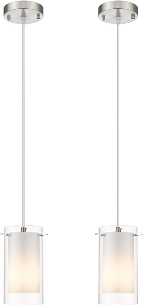 Modern Glass Pendant Light 2 Pack, Adjustable Hanging Kitchen Island Lights Pendant Lighting Fixture Dining Room