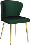 Velvet Dining Chairs Set of 4, Tufted Upholstered Dining Room Chairs with Gold Metal Legs, Mid-Century Modern Style, Green