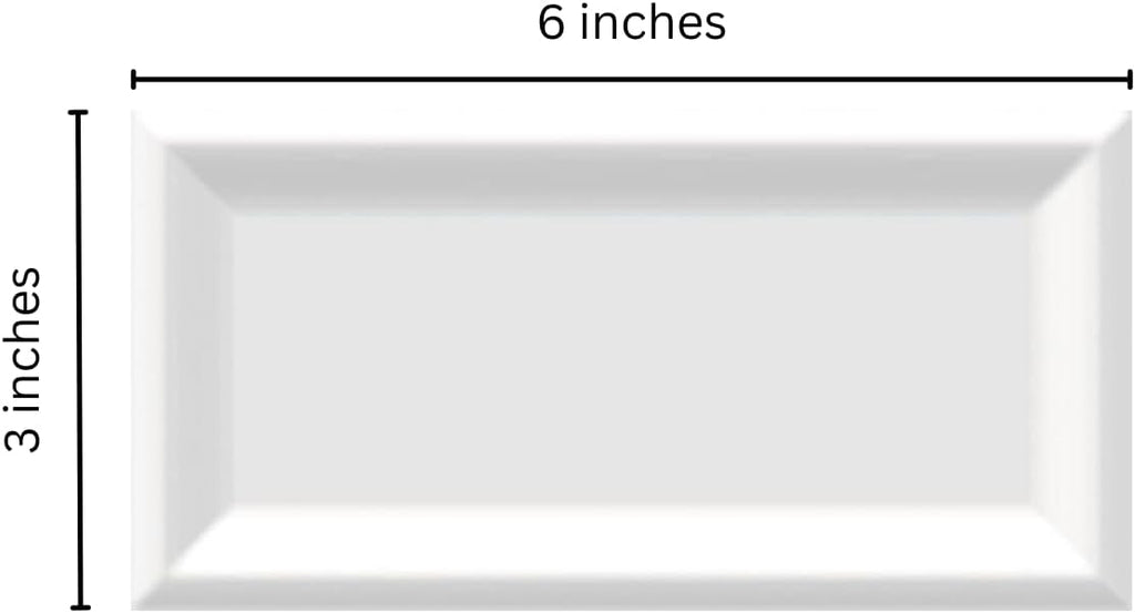 Excelsior White Reverse Beveled Ceramic Subway Wall Tile 3x6 Matte, Kitchen Backsplash, Bathroom Shower, Wall Accent