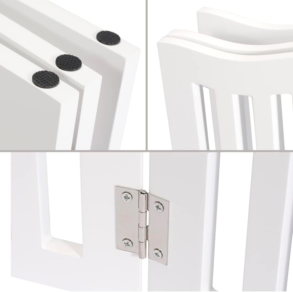 Pet Gate Wooden Free-White Standing Dog Gate for Small Dogs & Cats