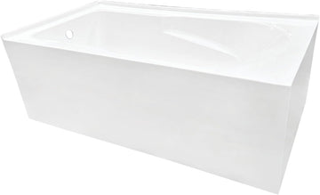 VTAM6032L21TS 60-Inch Acrylic 2-Wall Corner Alcove Tub with Left Hand Drain, White