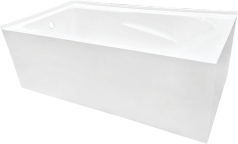 VTAM6032L21TS 60-Inch Acrylic 2-Wall Corner Alcove Tub with Left Hand Drain, White