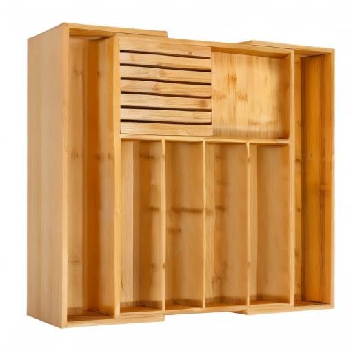 Bamboo Silverware Drawer Organizer, 7 Slots, Natural