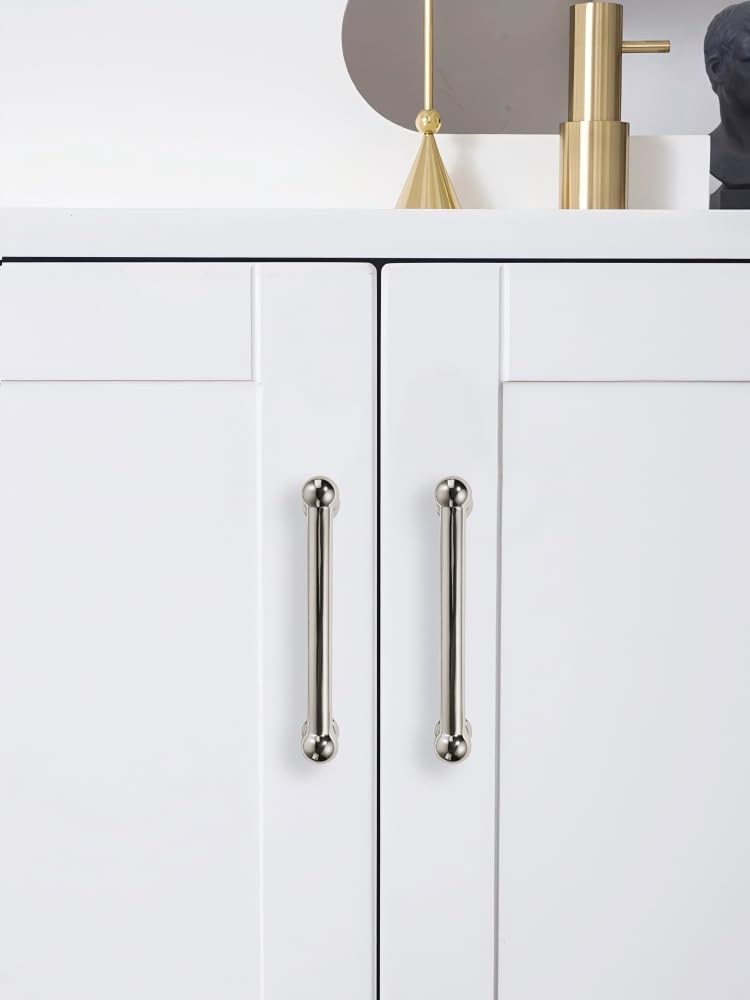 10 Pack 4 Inch Hole Center Polished Nickel Cabinet pulls 100% Solid Heavy Duty Dresser Pulls Cabinet Drawer Pulls
