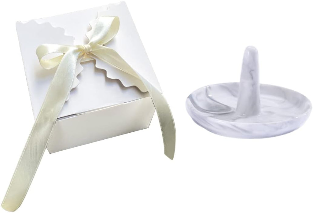 Marble Ring Dish Holder,Decorative Porcelain Trinket Jewelry Dish Tray for Rings Earrings Necklaces,4 inch,Engagement
