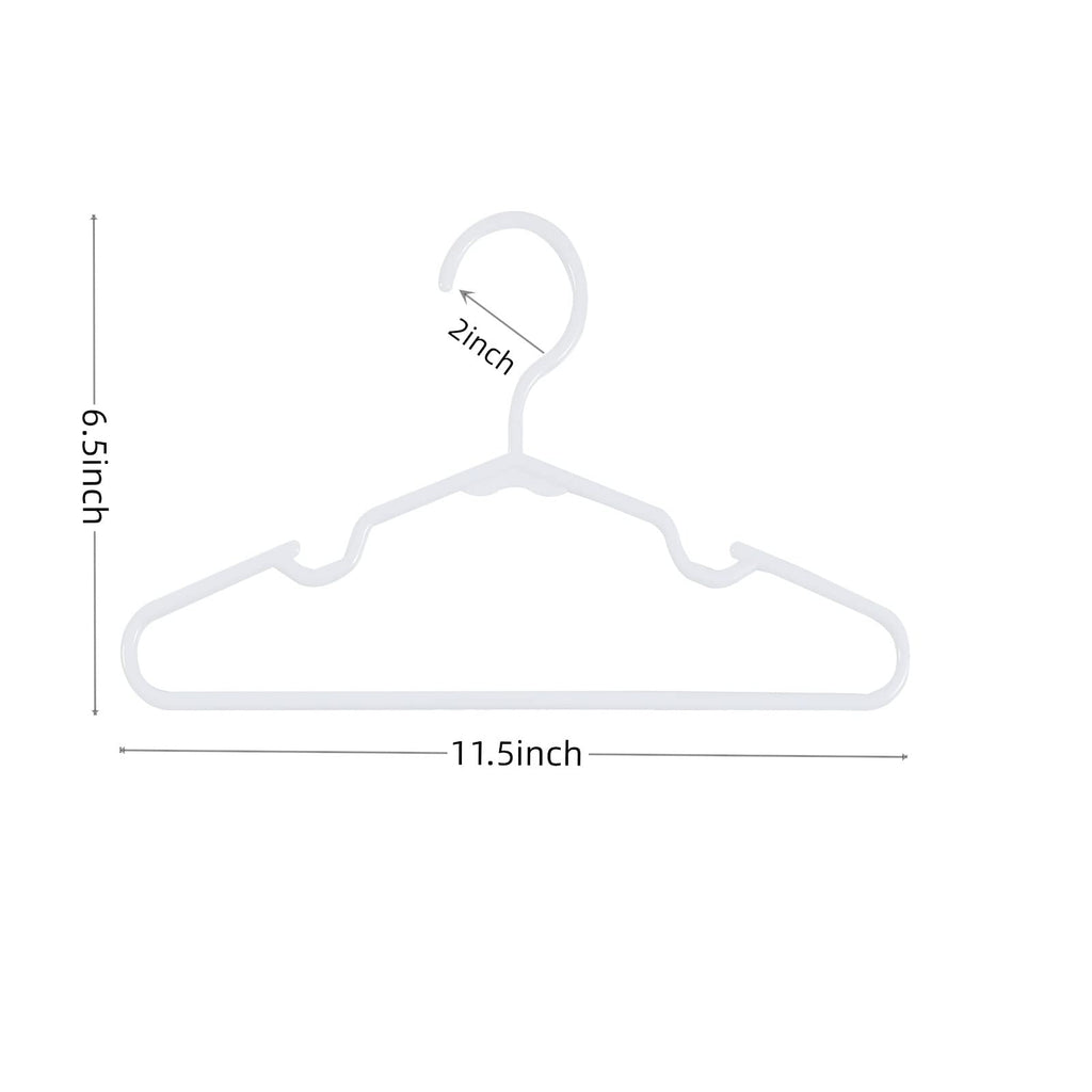 100 Pack White Baby Nursery Closet Hangers, Kids Plastic Hangers, Non-Slip Laundry Infant Pant & Coat Hangers for