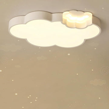 Children's Style Dimmable LED Ceiling Light Cartoon Cloud Design Flush Mount Ceiling Lamp Fixture in White for Kids