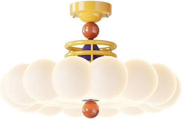 Modern Semi Flush Mount Ceiling Light, Cloud Kids Room Ceiling Lamp, 40cm Full Spectrum Eye-Care LED, Color