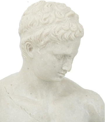 Resin Classical Male Bust Sculpture, 21.5-Inch Antique White Finish Statue, Handcrafted Greek Roman Figurine, Elegant