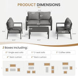 4-Piece Aluminum Outdoor Patio Furniture Set - Conversation | All-Weather Resistant for Backyard, Garden & Porch