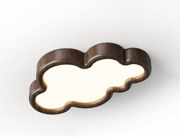 Modern Cloud LED Ceiling Light, Color Dimmable Flush Mount Lamp with Natural Wood Finish for Kids Bedroom Nursery