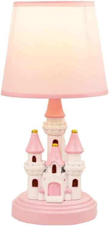 Kids Table Lamp, Adorable 14 Inch Castle Style Kids Desk Lamp, Pink Bedside Lamp Ideal for Girls Bedroom Decor