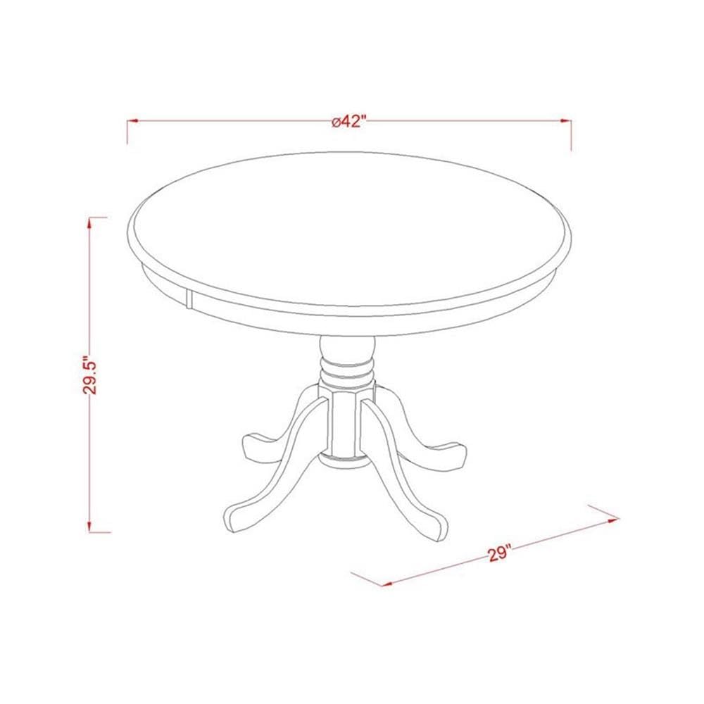 West Furniture HLT-BCH-TP Hartland Kitchen Dining Table - a Round Wooden Table Top with Pedestal Base, 42x42 Inch