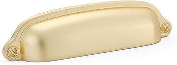 10 Pack Bin Cup Handle Pulls,Vintage Drawer Pulls,Cabinet Hardware,Shell Handle,3.78 Inch Brushed Gold