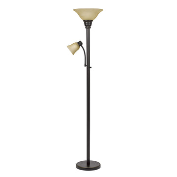 Transitional Uplight Floor Lamp with Reading Light, Standing Lamp, Living Room Light, LED Bulb NOT Included,71", Dark