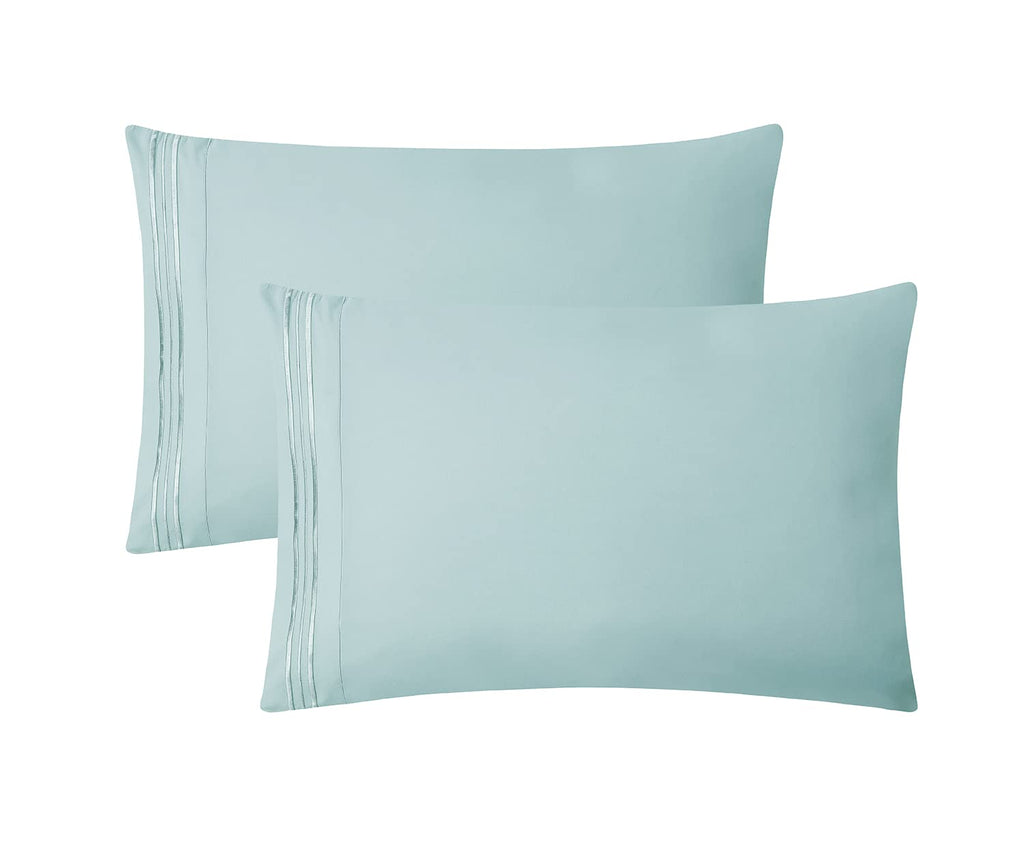Bed Sheets Set, 4Piece Sheet Set, Microfiber, Deep Pocket, Light Blue Aqua, Solid, Premier 1800