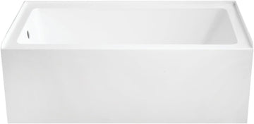 VTDR603022L 60-Inch Acrylic Curved Apron 3-Wall Alcove Tub with Left Hand Drain Hole, White