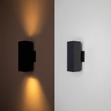 Modern Outdoor Porch Light Patio Light in 2 Lights with Aluminum Rectangular Tube and Tempered Glass Cover Waterproof