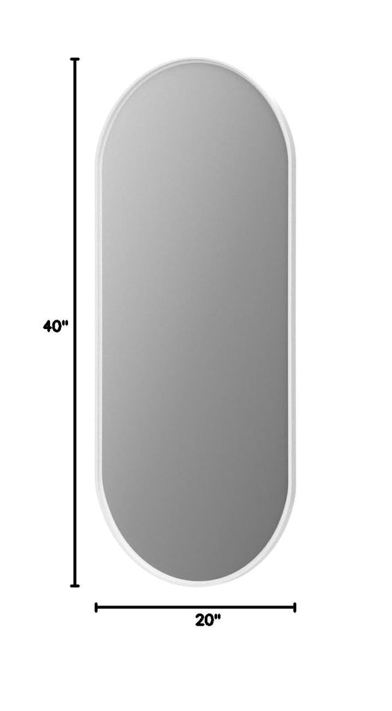 Chrome Oval Bathroom Mirror 20x40'' Pill Shaped Oblong Vanity Mirror Metal Framed Capsule Mirror for Wall in