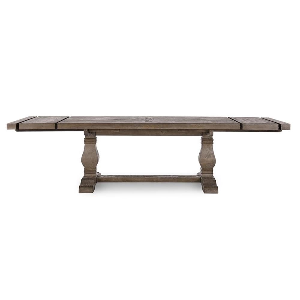 Quincy Reclaimed Pine Wood Extension Dining Table in Weathered Brown