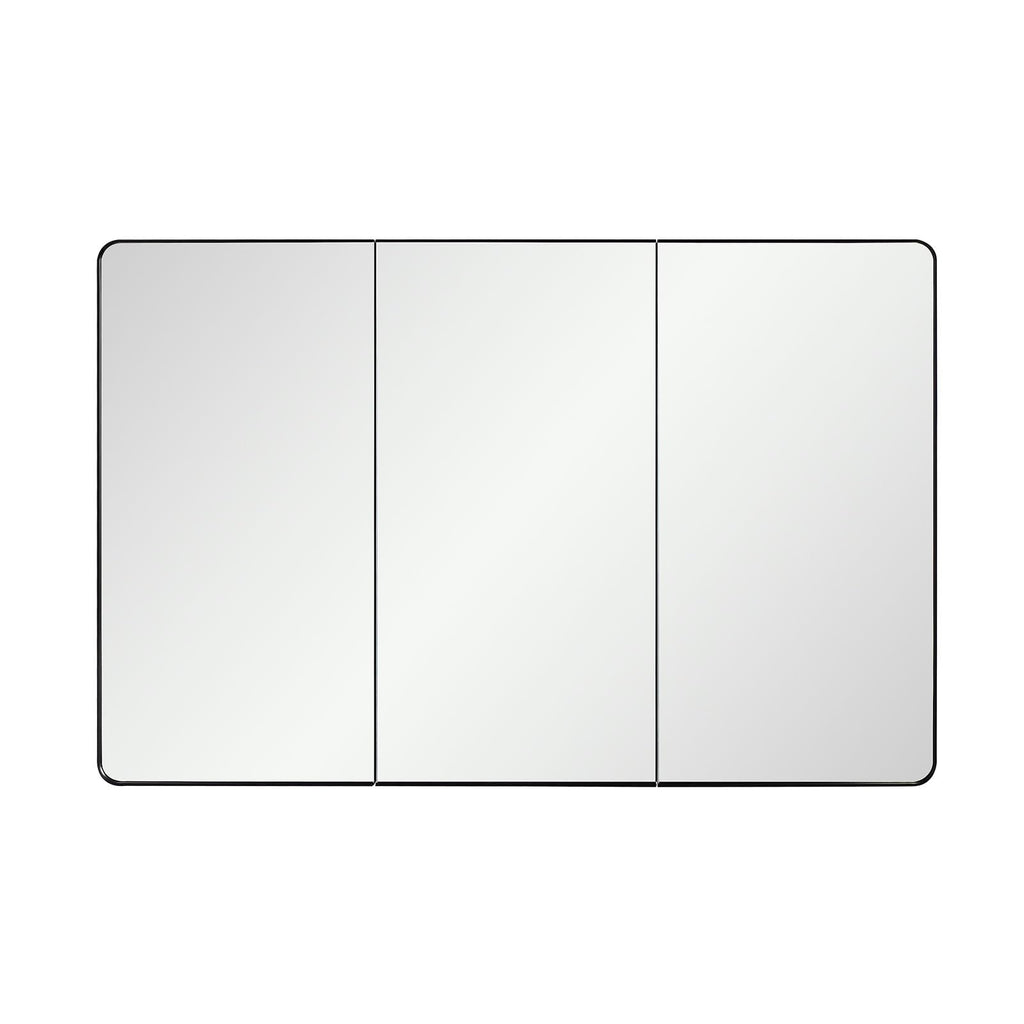 Black Bathroom Medicine Cabinet with Round Corner Framed Door, 40 x 25.5 inch, Recessed or Surface Mount, with