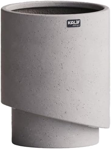 Damu' Cylindrical Fiberstone Indoor/Outdoor Planter - 15.5 Inch Diameter - White