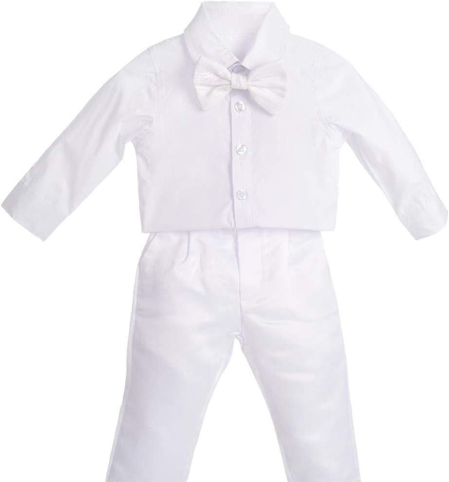 Baby Boys White Suit Christening Clothing Baptism Outfits with Bonnet Long Sleeve Floral