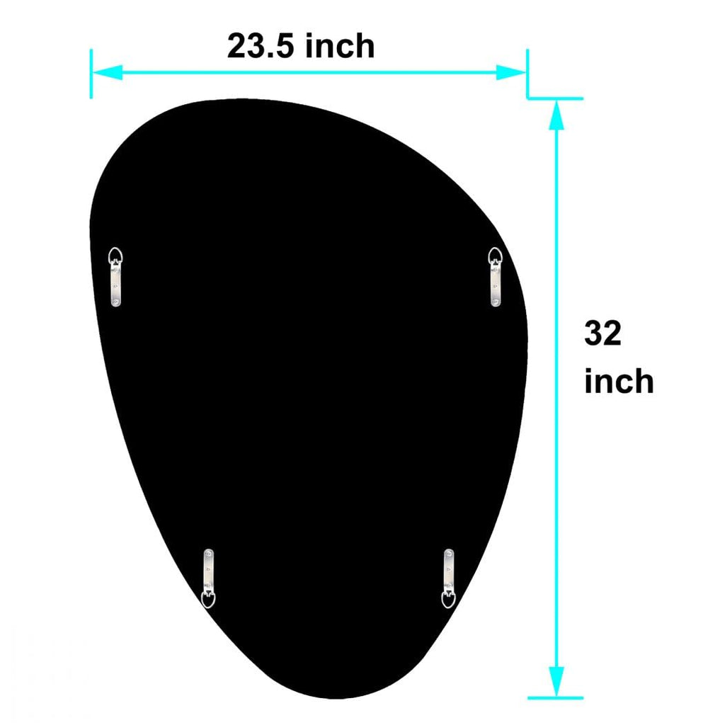 Modern Irregular Shaped Wall Mirror - 32x23.5 Inch Decorative Oval Diamond Decor Mirror