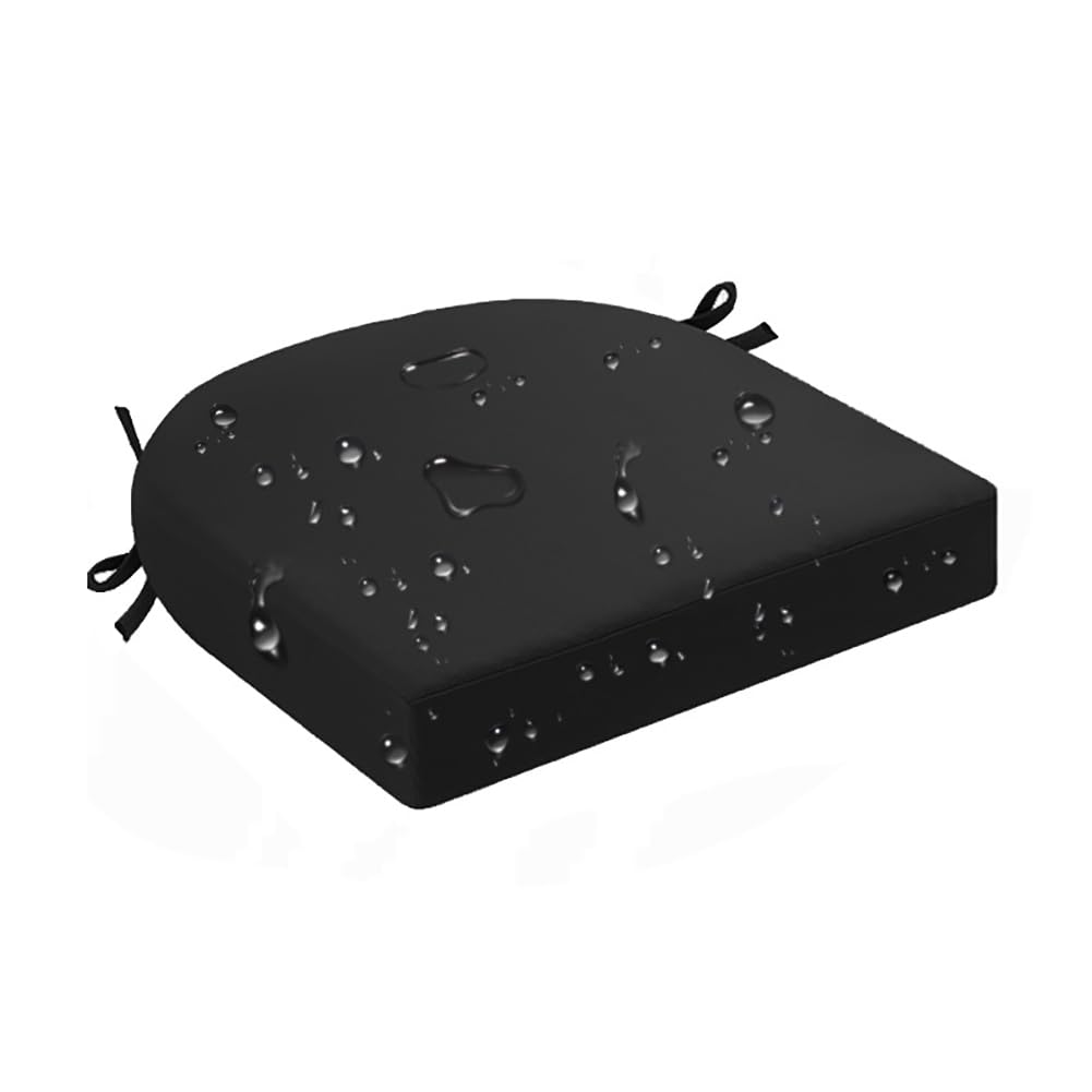 Outdoor Chair Cushion, Round Corner, 18.5 x 16 x 2 Inch, Waterproof Patio Seat Cushion with Ties & Removable Cover — Sold Individually