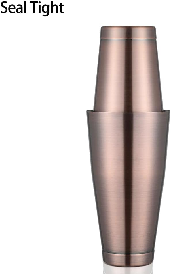 Boston Cocktail Shaker Antique Copper, Cocktail Shaker Tins Weighted, Bar Shaker Set Bartender Shakers for Bartending - Set of 2