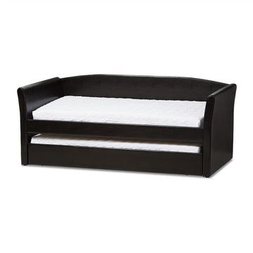 Camino Faux Leather Daybed with Trundle in Black