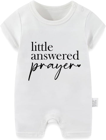 Little Answered Prayer Bodysuit, Pregnancy Announcement Gender Neutral Baby Gifts, Cute Infant Short-Sleeve Clothes