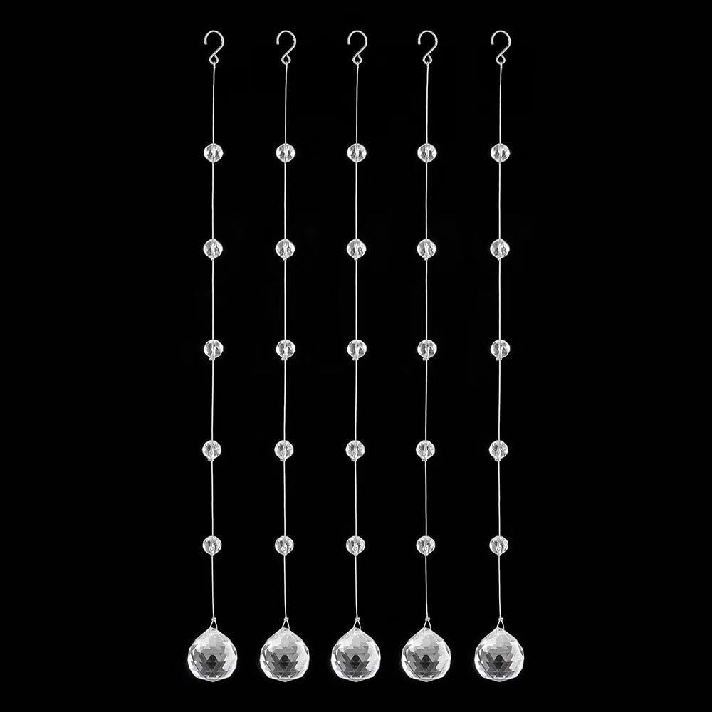Crystal Beaded Strands Clear Glass Beads Curtain Hanging Wedding Props Decor Curtain Chandelier Door String Hanging