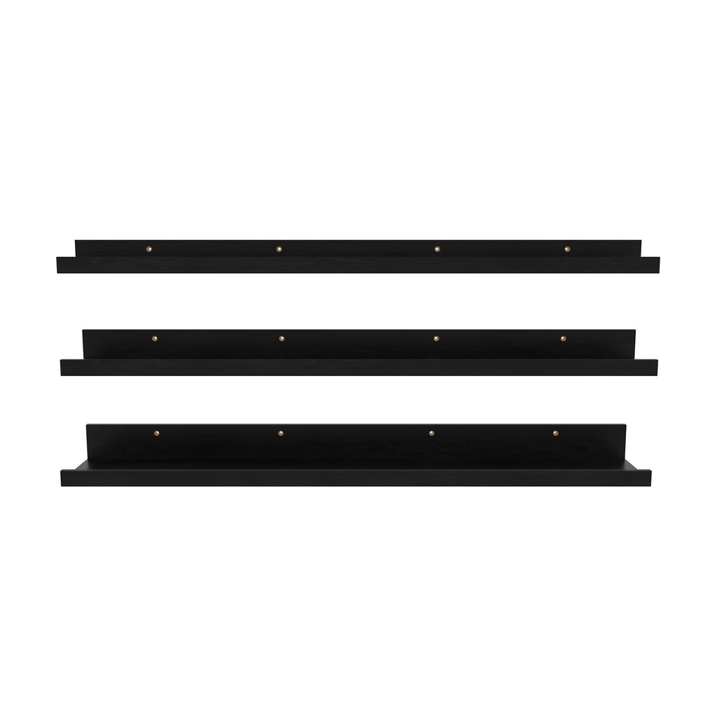 36 Inch Black Floating Shelves for Wall Woodgrain Picture Ledge Large Photo Shelf Living Room Kitchen Bathroom