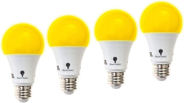 A19 Amber Yellow LED Bug Light Bulb - No Blue Light, 650 Lumens, 120V E26 Medium Base, 9.5-Watt (60-Watt