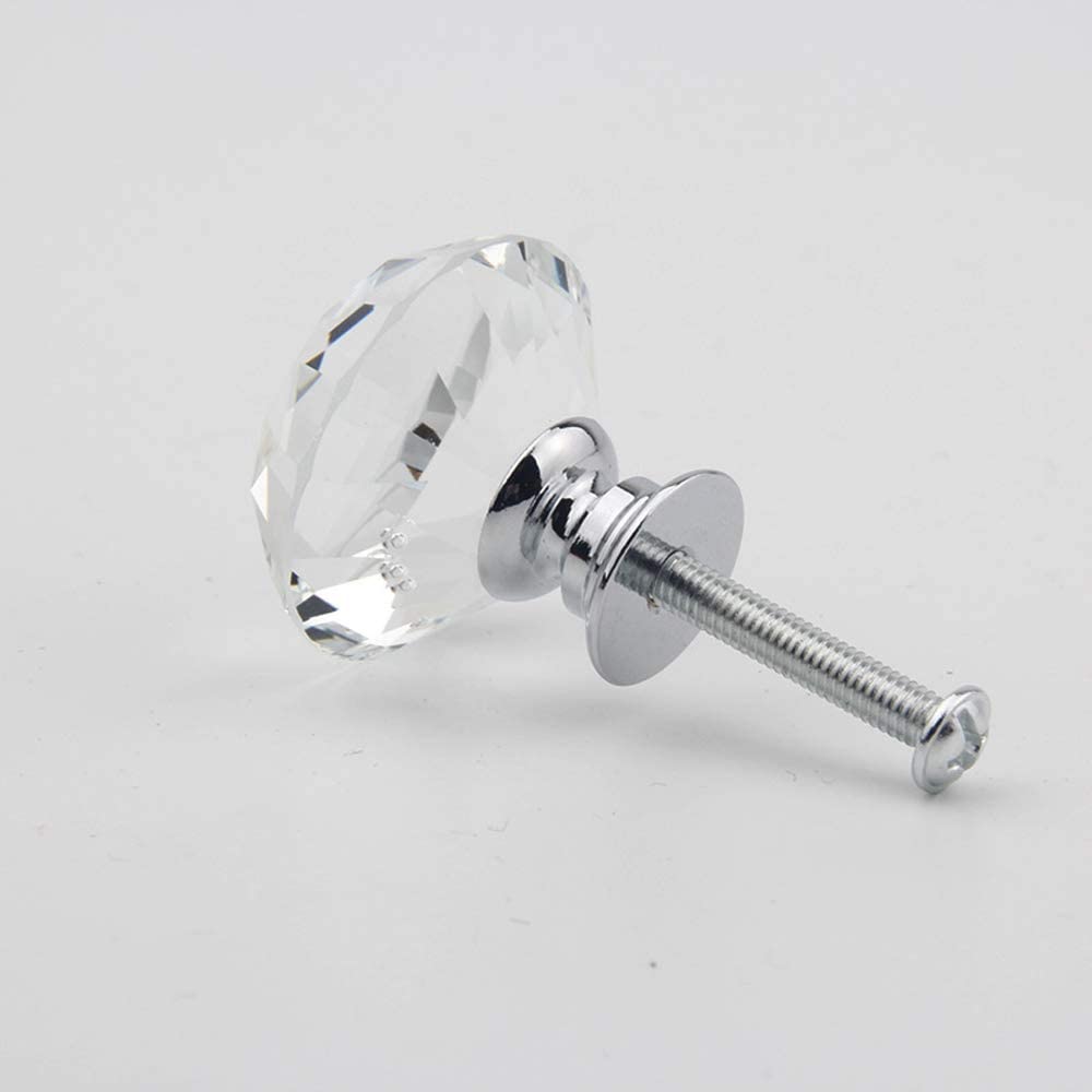 10 Pack Crystal Cabinet Knobs 30mm Diamond Glass Pulls Handles for Dresser Drawer and Kitchen, Bedroom Wardrobe Pulls