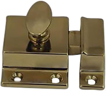 Traditional Large Oval Turn Cabinet Latch, Solid Brass, 2", & Other Furniture, Polished Brass, 1 Pack, Made in Taiwan