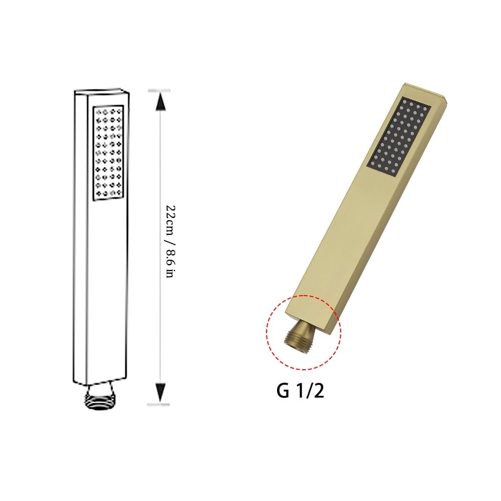 Handheld Shower Sprayer Head Shower Wand High Pressure Brushed Gold