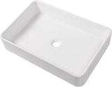 Mocoloo Rectangle Vessel Sink Above Counter 24"X16" Bathroom Sink Countertop White Porcelain Ceramic Lavatory Vanity