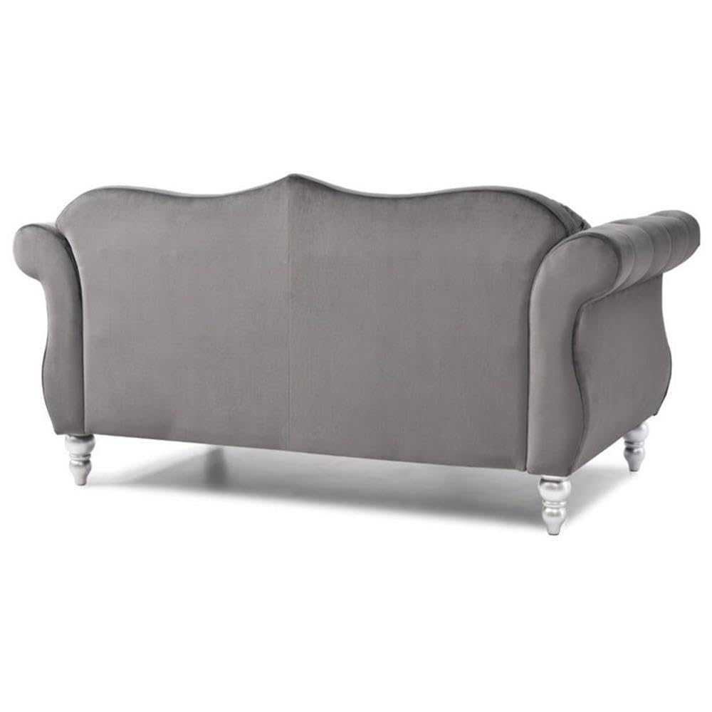 Hollywood Velvet Upholstered Loveseat in Dark Gray