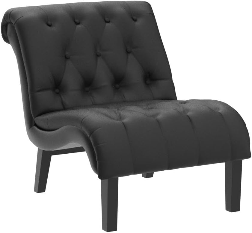 PU Leather Accent Chair Armless Living Room Chairs Black - Set of 2