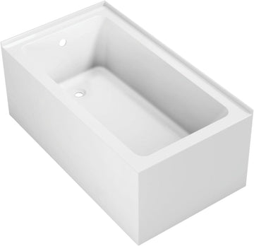 VTAP5430L22TS 54-Inch Acrylic 2-Wall Corner Alcove Tub with Left Hand Drain, White