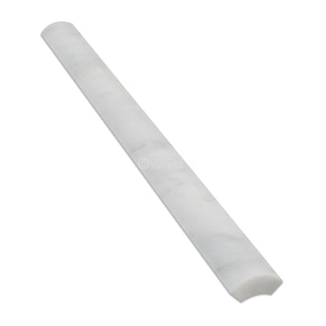 Carrara White Italian (Bianco Carrara) Marble 1 X 12 Quarter-Round Trim Molding, Honed