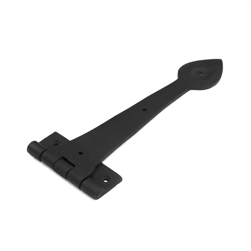 Strap Hinge 12 in. Spade Tip Black Wrought Iron Strap Gate and Door Hinges with Hardware Pack of 2