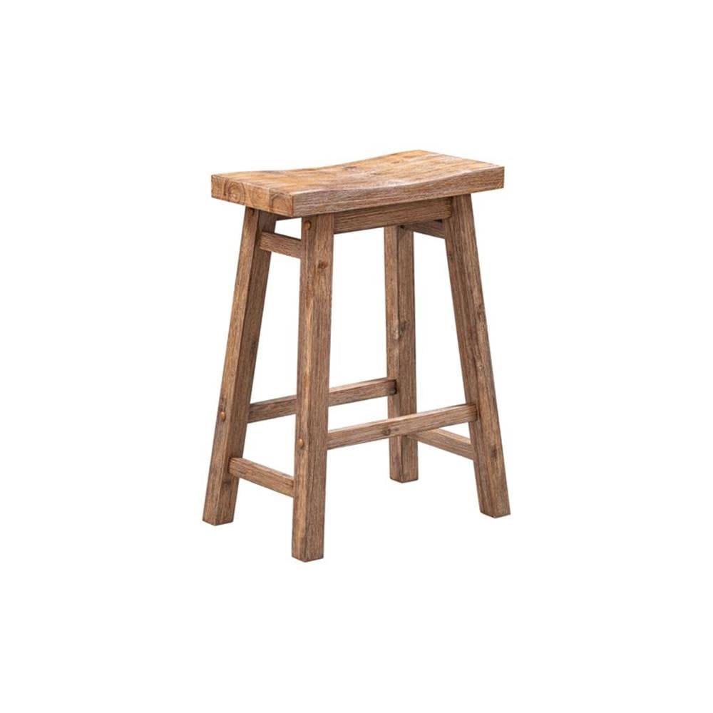 Inspired Bertoia Style Sonoma Counter Height Backless Saddle Stool, Barnwood Wire-Brush Finish, Set of 2