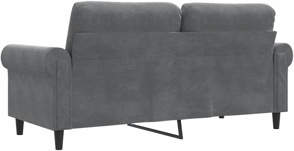 Velvet 2-Seater Sofa Dark Gray 55.1 Inches, Small Loveseat with Sturdy Metal Frame, Thickly Padded Seat and Back