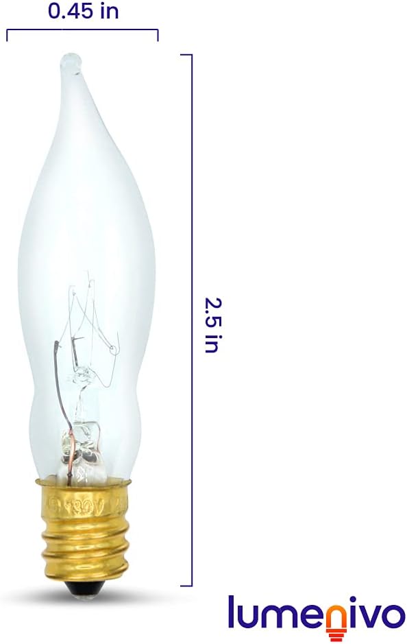 7.5 Watt Light Bulbs 120V/130V Bent Tip Candelabra, Flame - 1 Pack